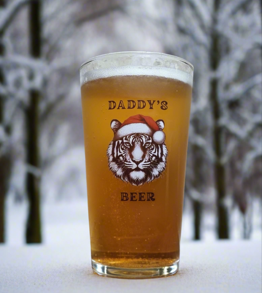 Personalised Festive Christmas Animal Pint Beer Glass