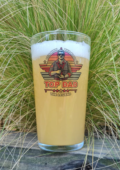 Personalised Top Dad Beer Glass Perfect Gift Idea for Fathers Day or Dads Birthday Present / Gift Idea