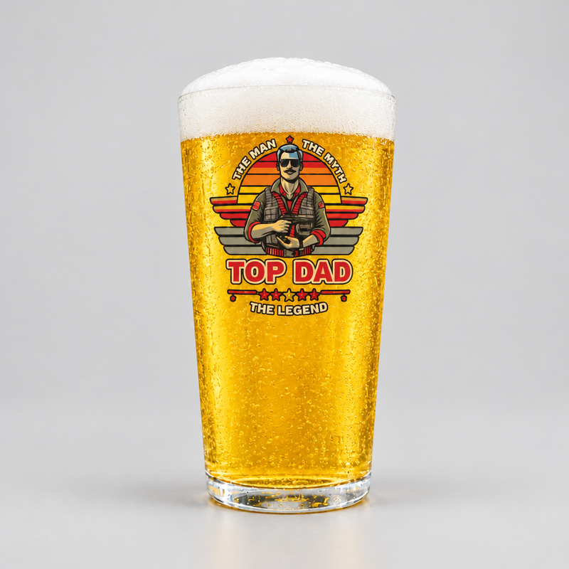 Top Dad Pint Glass | The Man, The Myth, The Legend First Glass Designs