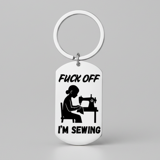 F*** Off I'm Sewing Keyring | Funny Personalised Sewing Gift UK First Glass Designs