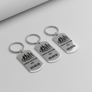 Personalised Marathon Keyring | Laser Engraved Finish Time First Glass Designs