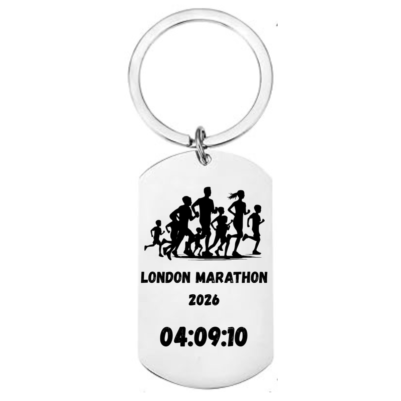 Personalised Marathon Park Run Keyring | Custom Race Name & Time Engraved First Glass Designs