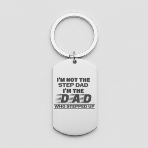 Personalised Keyring for Step Dad | Keychain For Stepdad | Small Gift For Dad | Laser Engraved | Fathers Day or Birthday Gift First Glass Designs