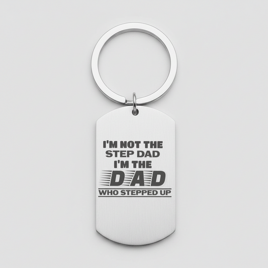 Personalised Keyring for Step Dad | Keychain For Stepdad | Small Gift For Dad | Laser Engraved | Fathers Day or Birthday Gift First Glass Designs