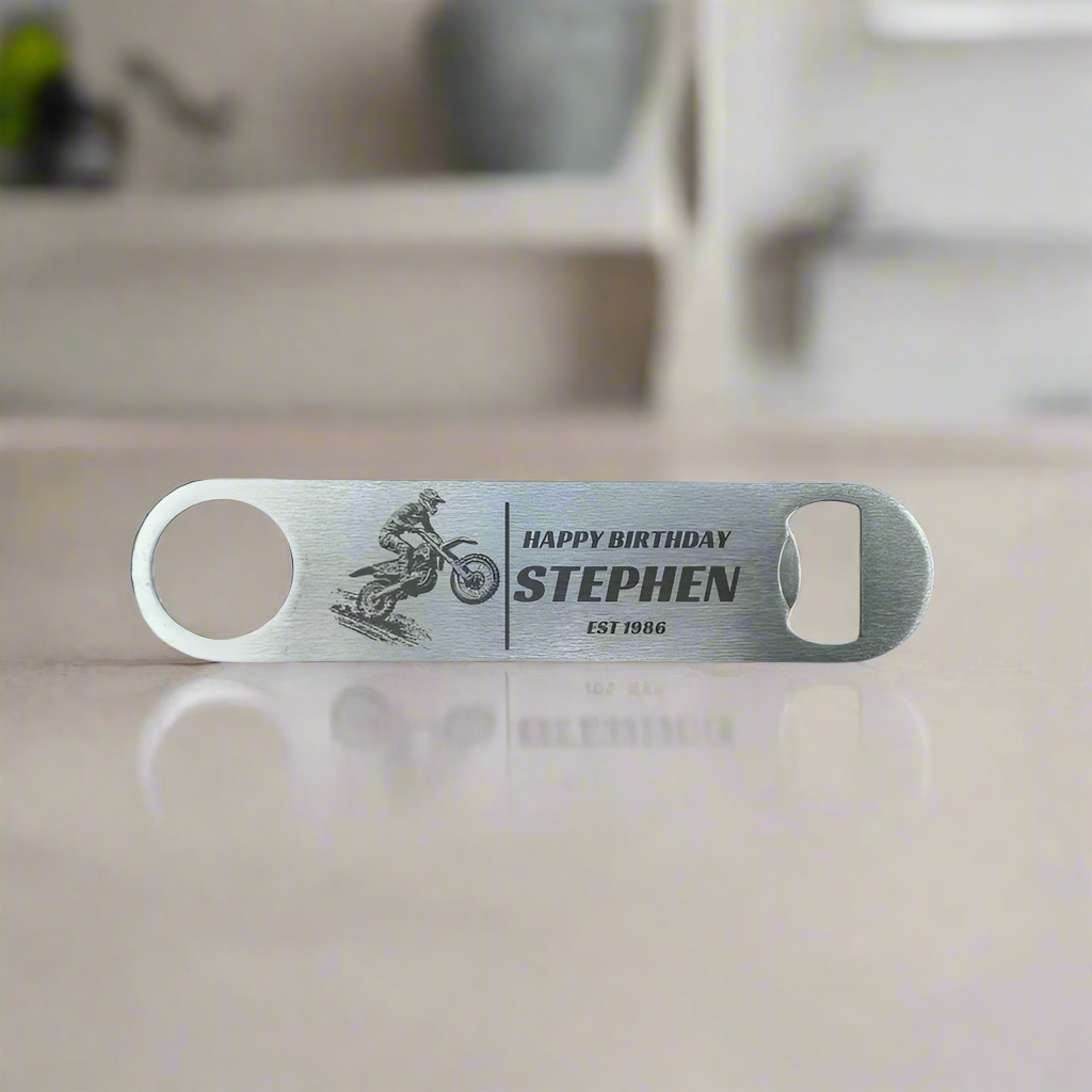 Personalised Stainless Steel Bar Blade – Custom Photos & Images, Beer Bottle Opener, Printed