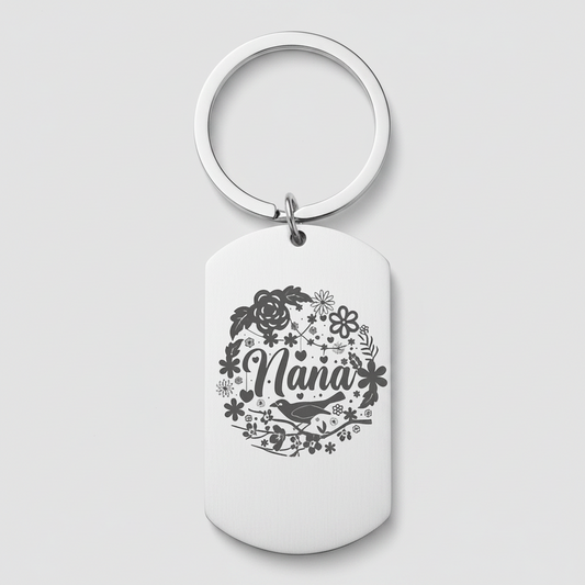 Nana Keyring | Personalised Floral Gift for Grandma First Glass Designs