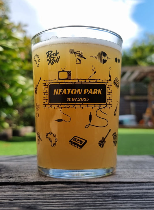 Oasis inspired concert beer glass personalised gift 