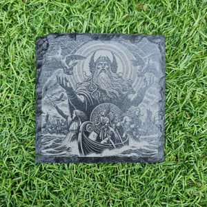 Norse Viking Mythology God Odin Slate / Bamboo Coaster Home Decor Gift First Glass Designs