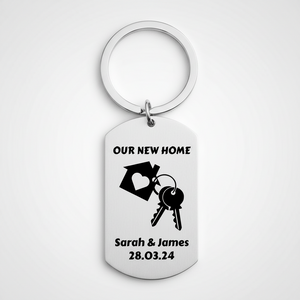 Personalised Engraved New Home Keyring – Custom Housewarming Gift with Name and Date First Glass Designs