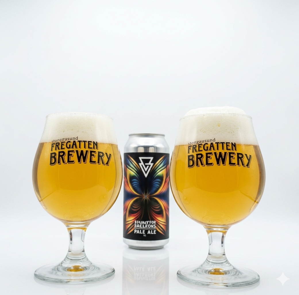 Personalised 480ml stemmed tulip beer glass with uploaded brewery branding on wooden board, unique craft beer gift for him