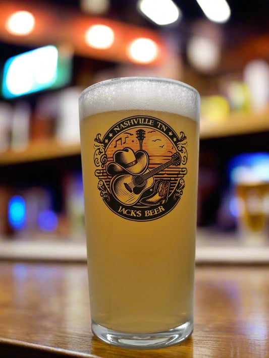 Personalised Country and Western music glass with ink printed design