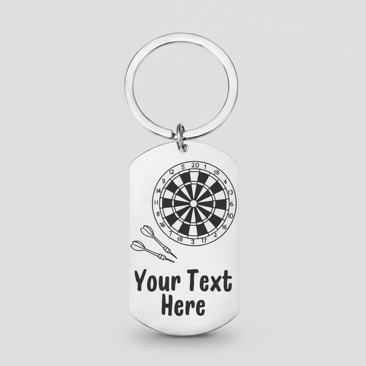 Personalised Darts Keyring | Laser Engraved Gift for Players First Glass Designs