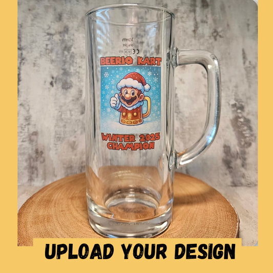 Personalised 1-Pint & Half Pint Stein with Handle – Custom Printed & Engraved Beer Mug