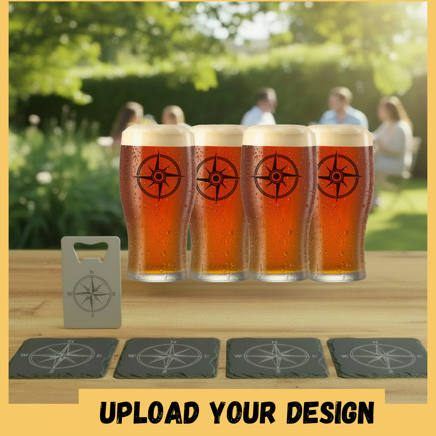 Personalised Tulip Pint Beer Glass & Coaster Set – Custom Home Bar Gift