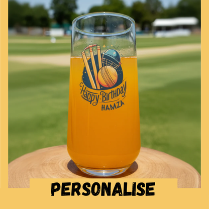 Cricket Gift For Men - Personalised Beer Tumbler Glass, Birthday cricket gift for men Dad Boyfriend