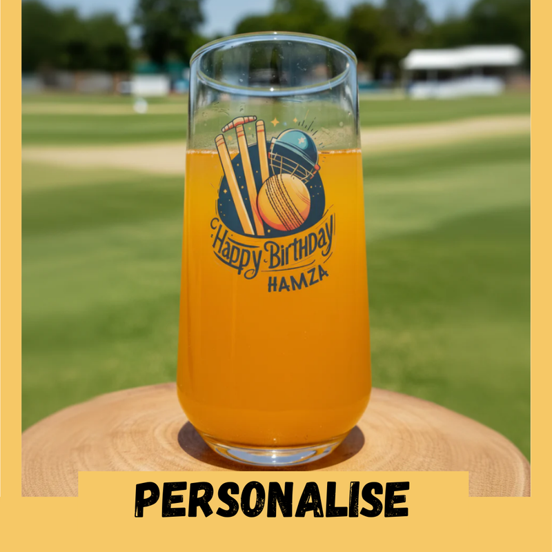 Cricket Gift For Men - Personalised Beer Tumbler Glass, Birthday cricket gift for men Dad Boyfriend FirstGlassDesigns