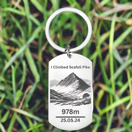 Personalised Scafell Pike Keyring – Custom Name & Climb Date – England’s Highest Peak Gift – Mountain Hiking Keepsake – Scafell Pike 978m Memento