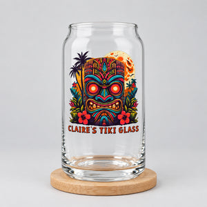 Personalised Tiki Can-Shaped Glass – Custom Ink Printed Cocktail Glass | Tropical Bar Gift First Glass Designs