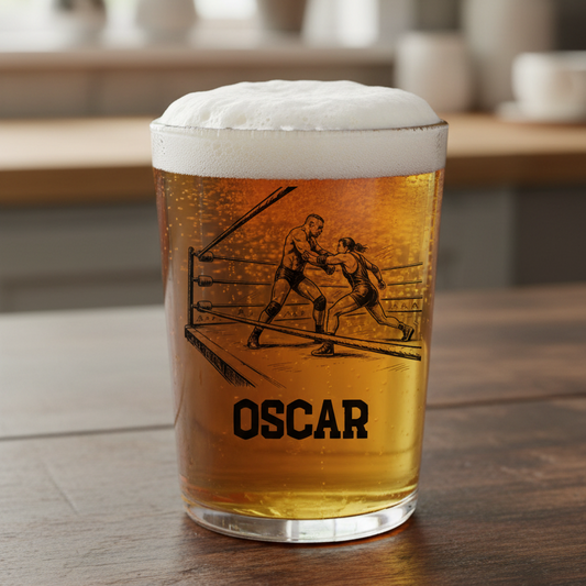 Personalised Wrestling Pint Glass | Custom Printed Wrestling Gift First Glass Designs