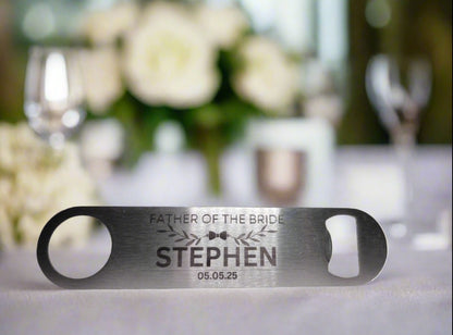 Personalised Bottle Opener, Custom Bar Blade, Bespoke Groomsmen Gifts, Unique Wedding Favors, Best Man Gift, Father of The Bride Gift, Barware