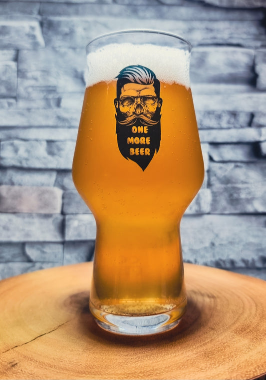 Fathers Day Gift Idea Hipster 'One More Beer' Craft Beer Glass