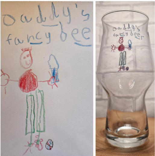 Children's Drawing Glass | Unique Gift From The Kids, Draw your own Gift, Gift Idea For Mum, Dad, Grandparents, Auntie, Uncle, Personalised Gift