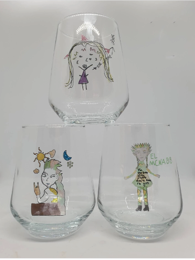 Children's Drawing Glass | Unique Gift From The Kids, Draw your own Gift, Gift Idea For Mum, Dad, Grandparents, Auntie, Uncle, Personalised Gift