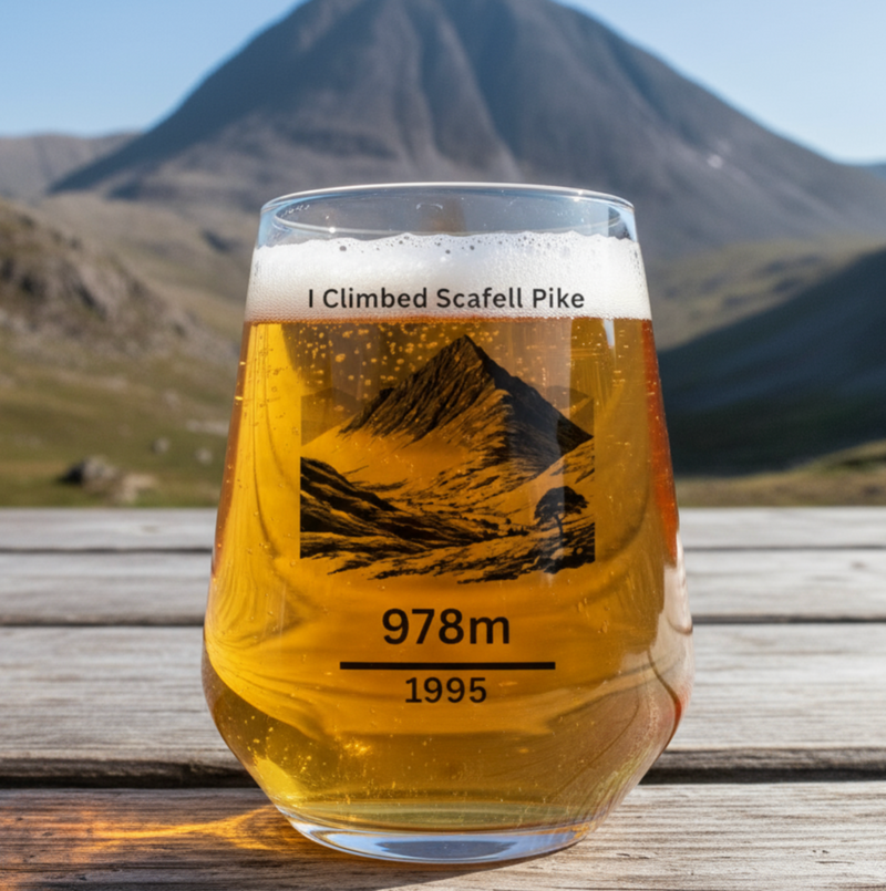 Personalised “I Climbed Scafell Pike” Glass – Custom Name & Date, Hiking & Walking Achievement Gift FirstGlassDesigns