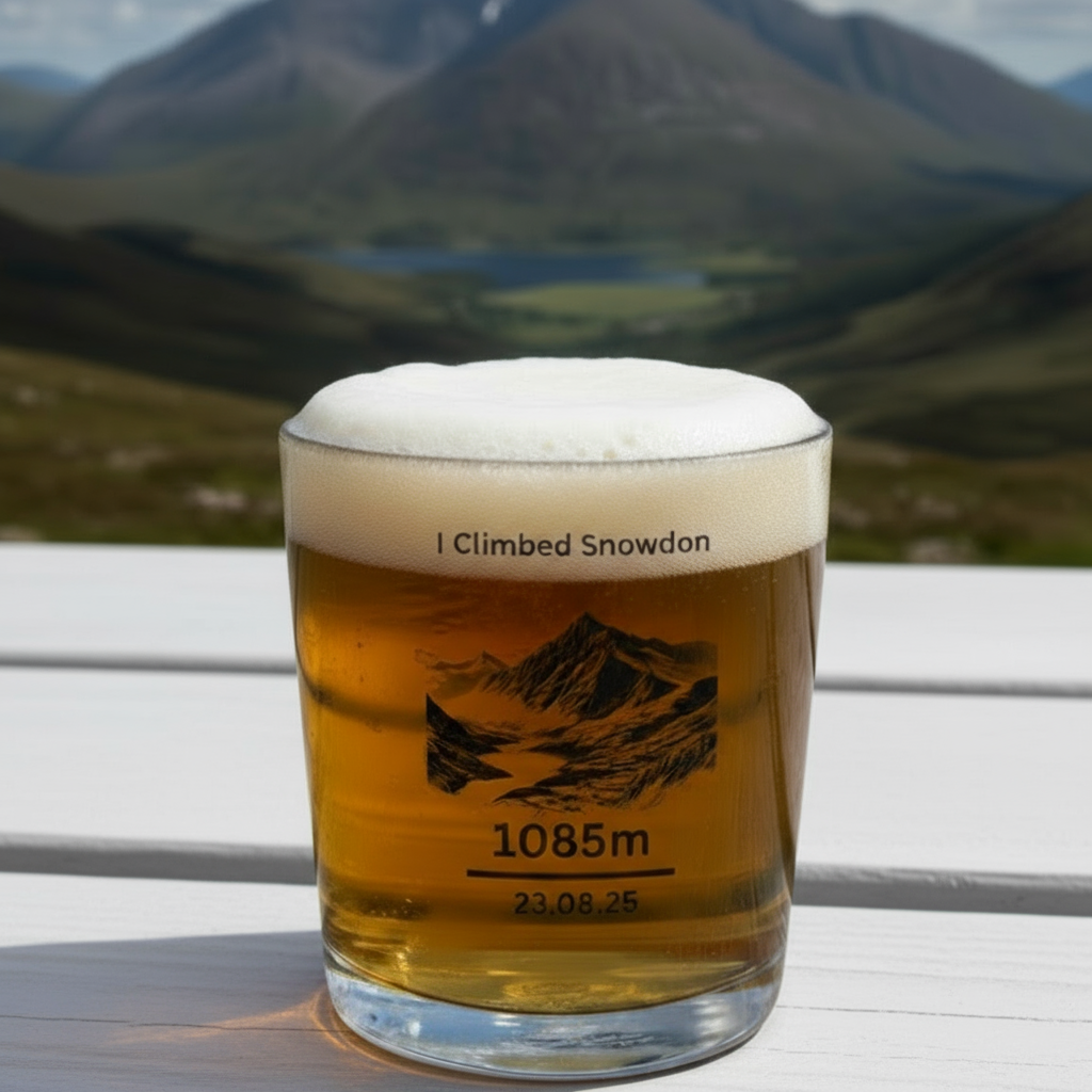 Personalised ‘I Climbed Snowdon’ Glass – Add Name & Date
