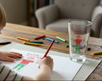 Children's Drawing Glass | Unique Gift From The Kids, Draw your own Gift, Gift Idea For Mum, Dad, Grandparents, Auntie, Uncle, Personalised Gift