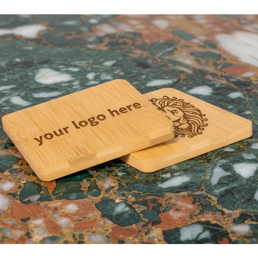 personalised engraved bamboo coasters
