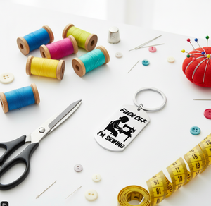 F*** Off I'm Sewing Keyring | Funny Personalised Sewing Gift UK First Glass Designs