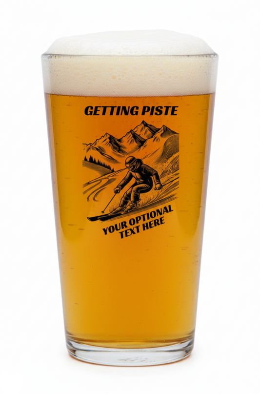 Getting Piste Skiing Beer Glass | Personalised Après Ski Gift UK