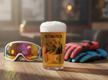 Getting Piste Skiing Beer Glass | Personalised Après Ski Gift UK