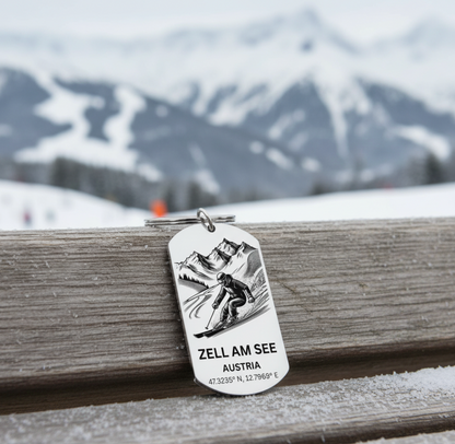 Zell am See Skiing Keyring | Personalised Austrian Alps Gift UK