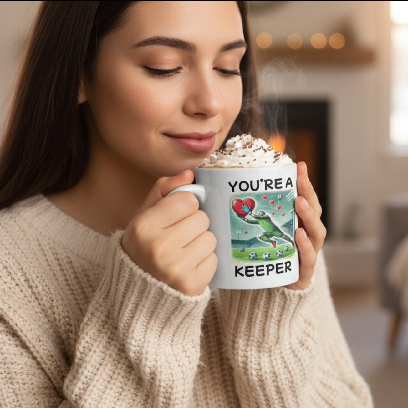 You're a Keeper Mug - Funny Goalkeeper Soccer Gift Heart Pun Coffee Cup FirstGlassDesigns