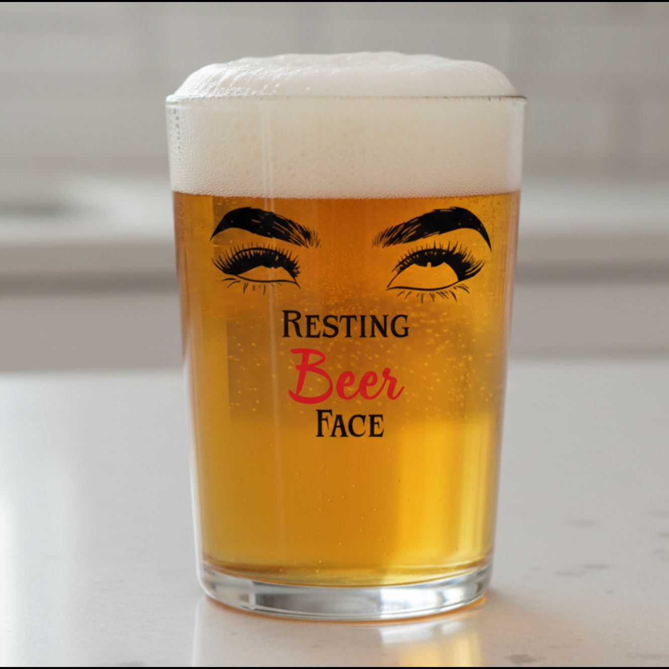 Personalised resting beer face camden style pint glass funny novelty gift