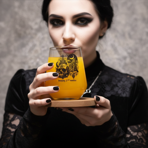 Gothic Sun & Moon Skull Glass - Personalised Birthday Gift Idea For Goth Lovers, Whiskey, Beer, Cider Glass FirstGlassDesigns