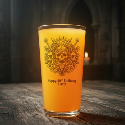 Gothc Baroque Momento Mori Skull Glass with option to add personalised text