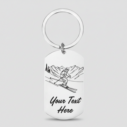 Personalised Skier Keyring Gift | Male or Female Design First Glass Designs