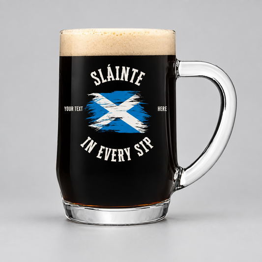 Personalised Beer Tankard | Custom Printed Slainte Gift UK First Glass Designs
