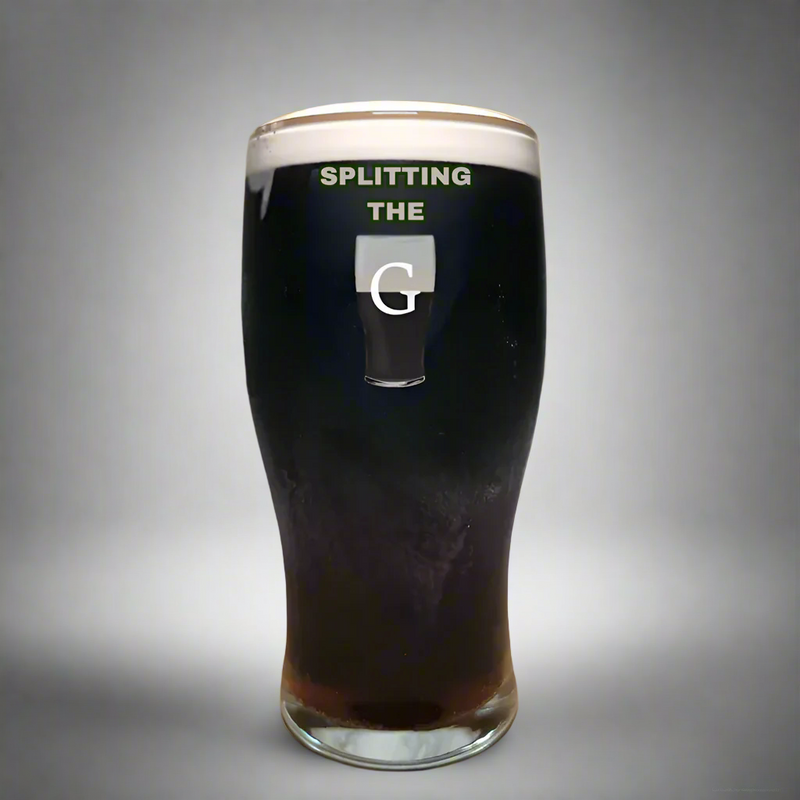 Split the G pint glass – stout beer gift for him and her