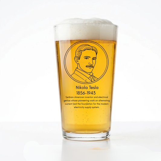 Nikola Teslal Pint Glass | Icons of History Beer Glass Gift