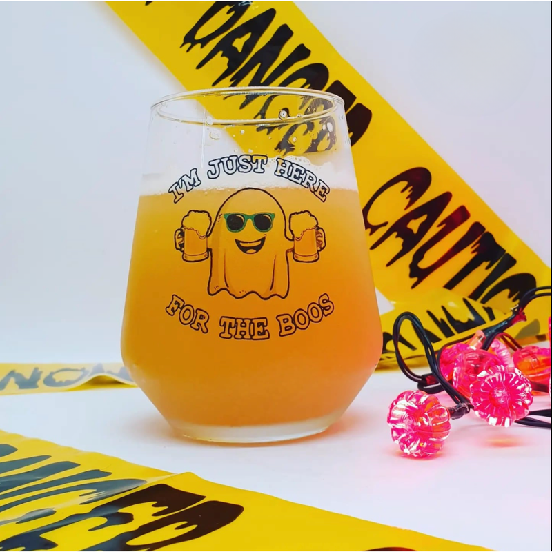 Halloween Party Ghostly Beer Spectar Glass: 'I'm Just Here for the Boos FirstGlassDesigns