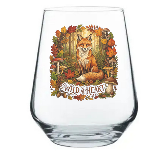 Wild At Heart Fox Wine Glass | Personalised Custom Printed First Glass Designs