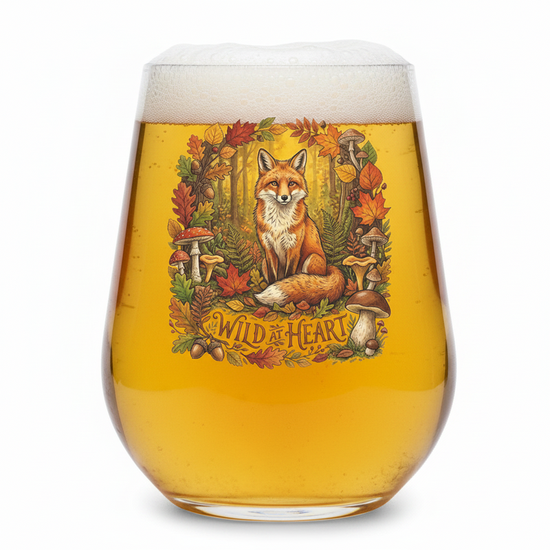 Wild At Heart Fox Wine Glass | Personalised Custom Printed First Glass Designs