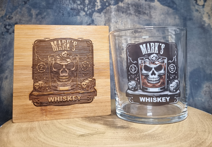 Personalised Whiskey Box For Birthday Gift, Jack Daniels Inspired, Bourbon Whiskey Glass and Coaster, Add Your Own Message, Retirement Gift 18th 21st 30th 40th 50th 60th 70th