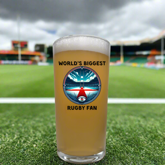 Worlds Biggest Rugby Fan Pint Beer Glass - Six Nations, Gift For Rugby Fan Dad Boyfriend Girlfriend