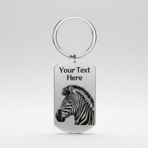 Personalised Zebra Keyring | Laser Engraved Gift UK First Glass Designs