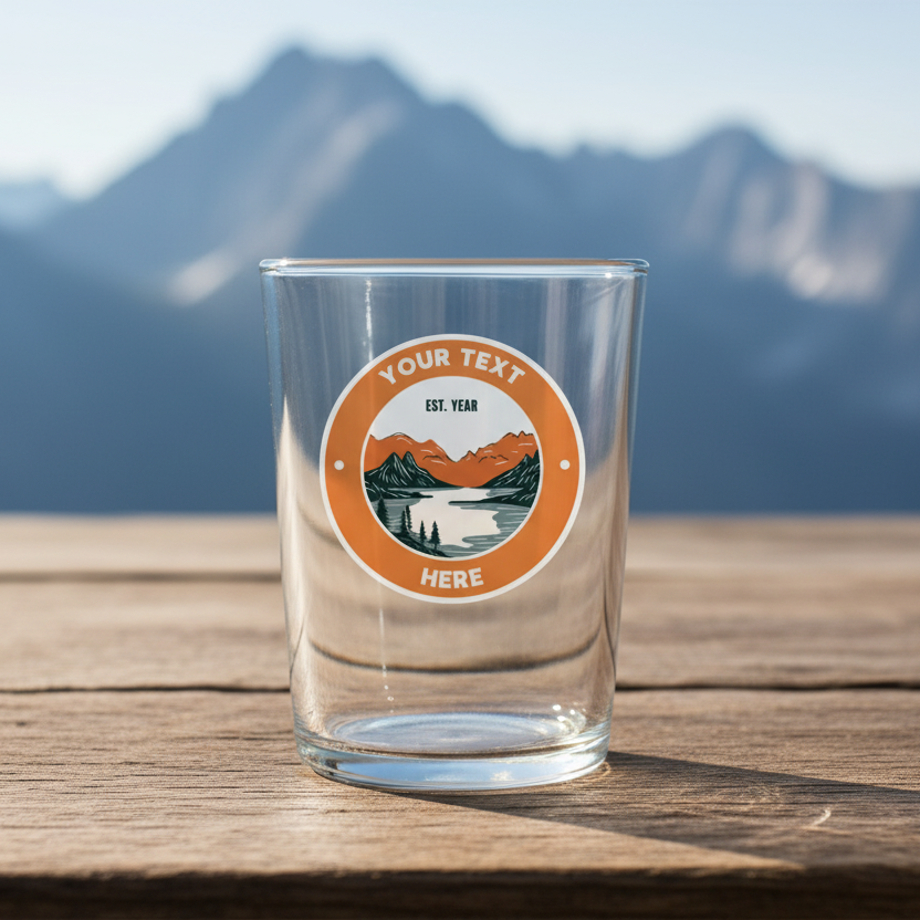 Personalised adventure glass with custom name and EST year mountain design